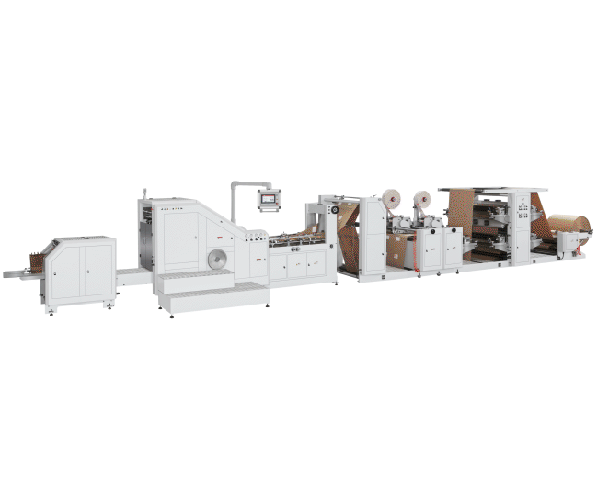 LSB-330LD+LST-41100 Máquina para fabricar bolsas de papel con asa punzonadora de parches de impresión flexográfica totalmente automática