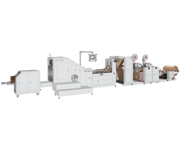LSB-450LD+TP Máquina para fabricar bolsas de papel con asa punzonadora de parche completamente automática
